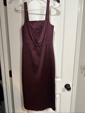 Abercrombie & Fitch Plum Square-Neck Midi Dress
